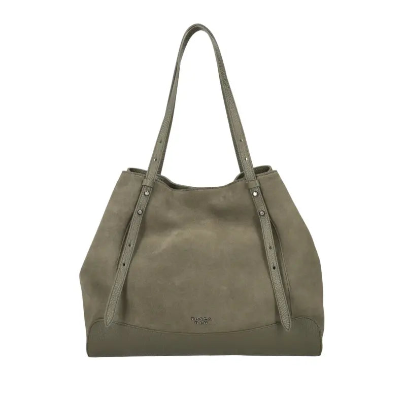 BORSA IN SUEDE VERMONT TOSCA BLU VERDE 50%PELLE 50%CROSTA DI MUCCA