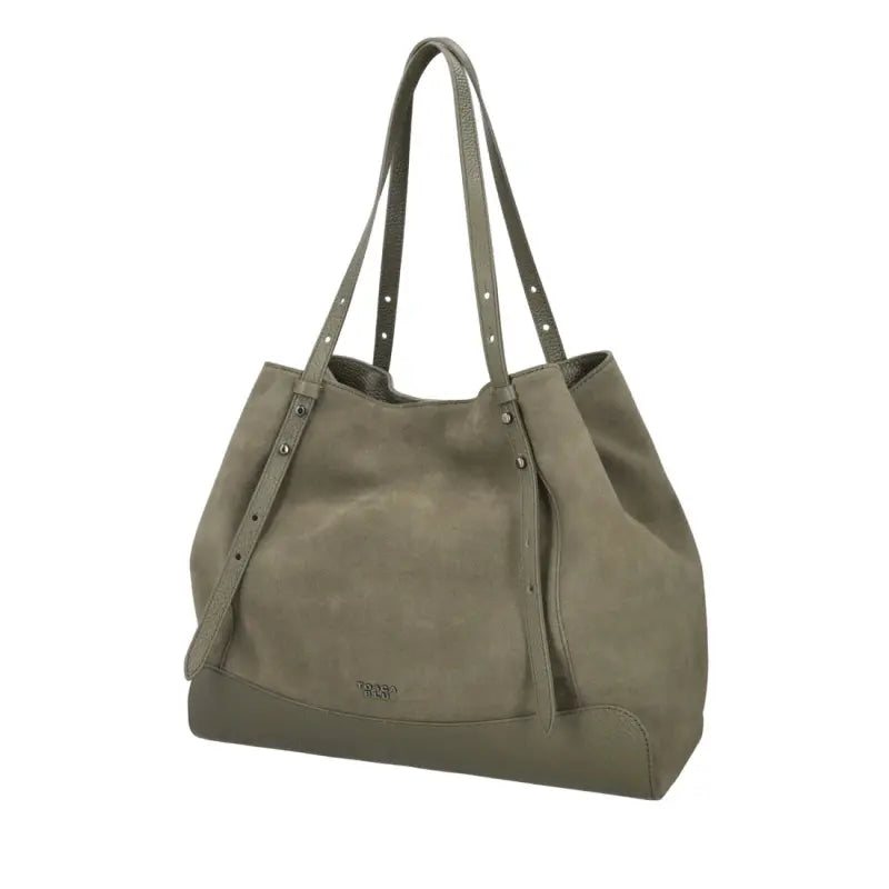 BORSA IN SUEDE VERMONT TOSCA BLU VERDE 50%PELLE 50%CROSTA DI MUCCA