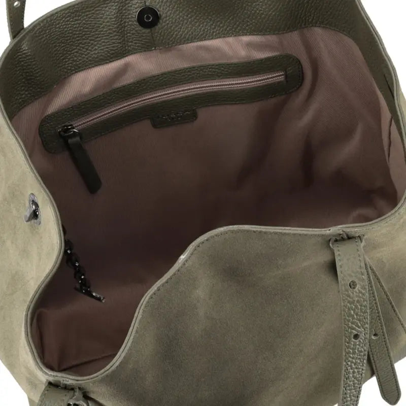 BORSA IN SUEDE VERMONT TOSCA BLU VERDE 50%PELLE 50%CROSTA DI MUCCA